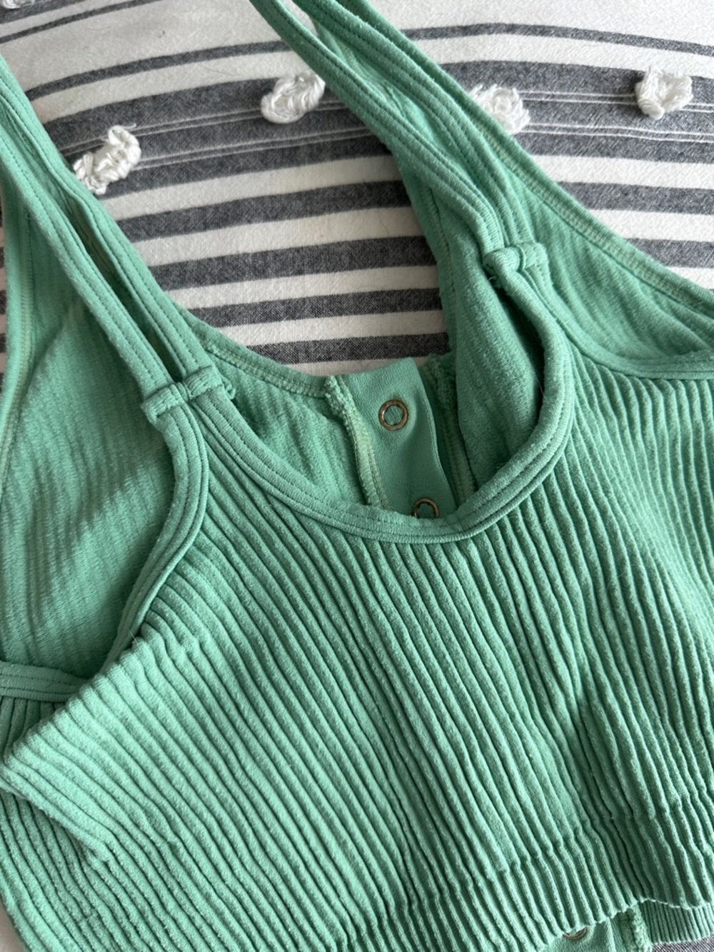 Green Ribbed Snapped Front Ribbed Brami - Picture 4 of 4